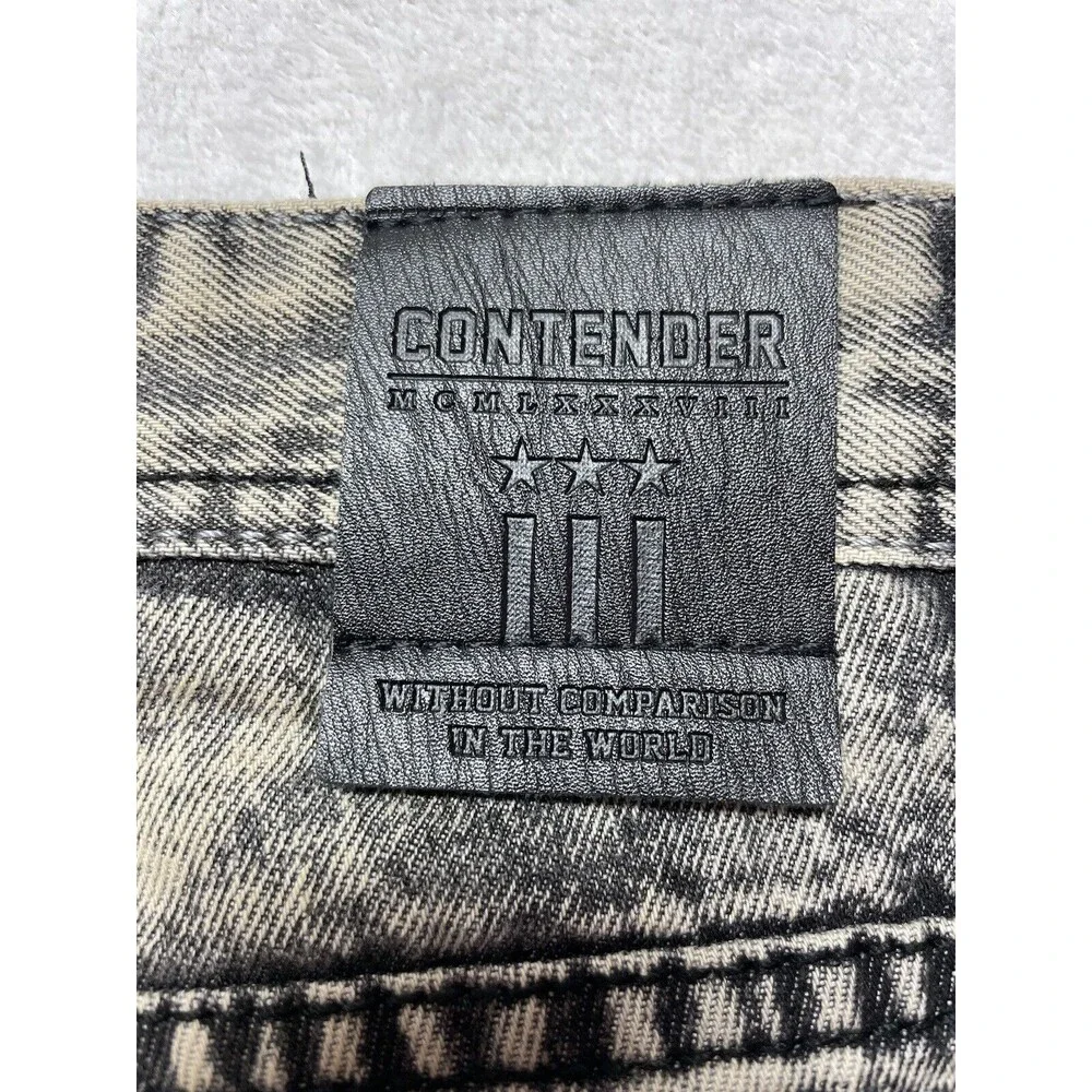 Contender Premium Men's Slim Straight Leg Patched Distressed Jeans Size 40x34